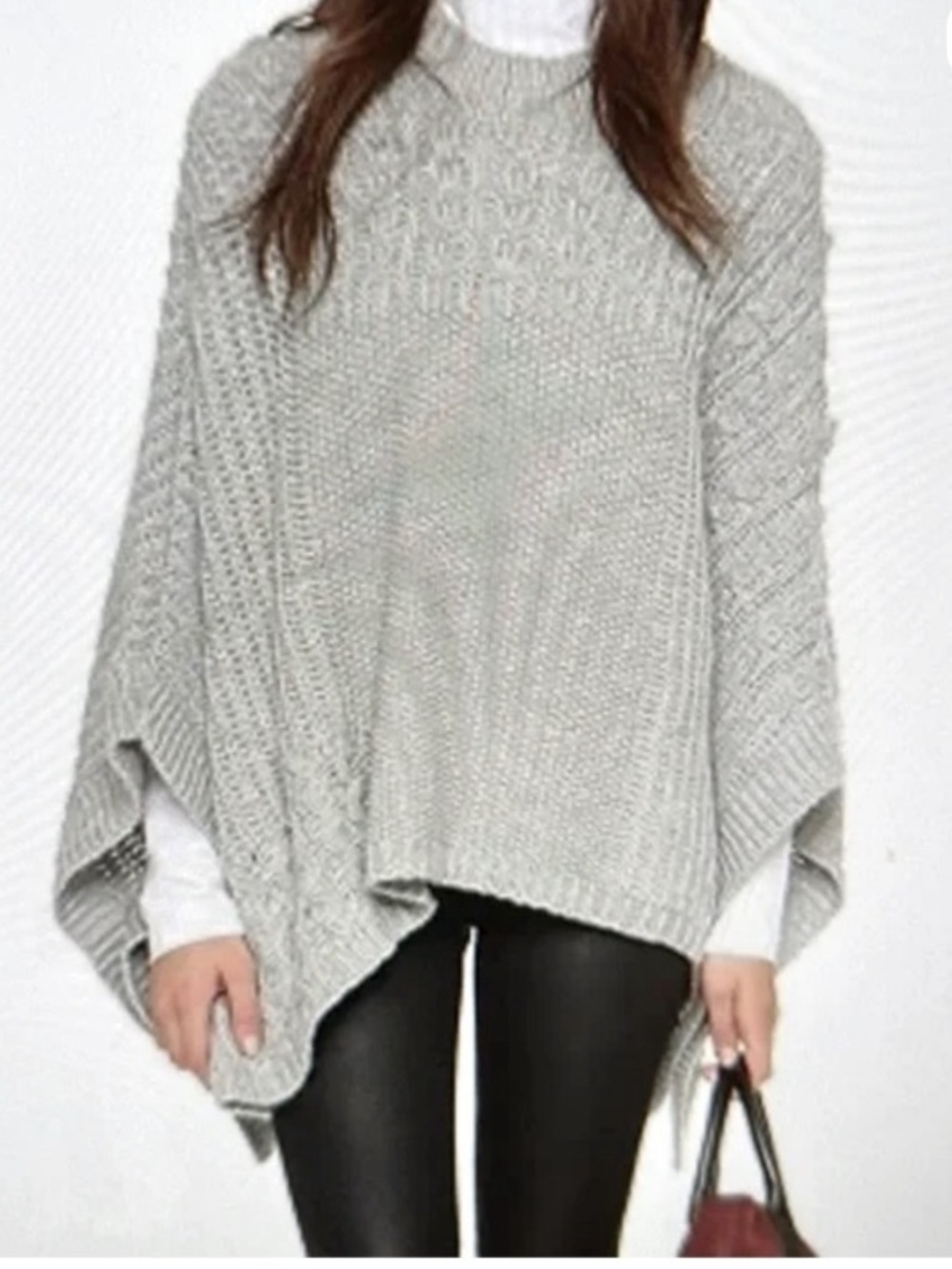 Club Monaco Cable-Knit Poncho Sweater Alpaca Merino Wool, M/L